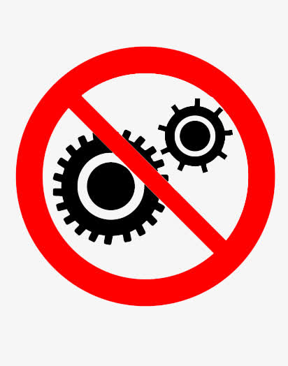 红色禁止靠近齿轮交通路标指向牌