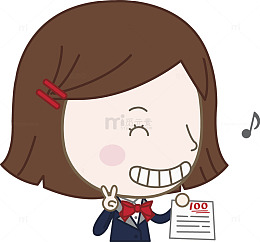 手拿100分高兴的女孩