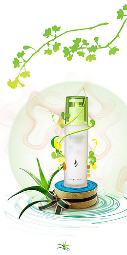 绿色植物化妆品宣传背景素材