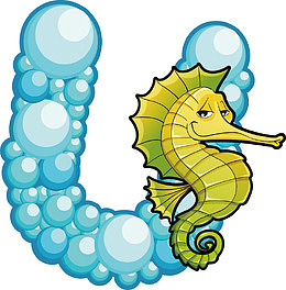 卡通海洋字母u