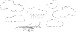 手绘简约飞机