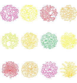 花卉雕刻矢量素材
