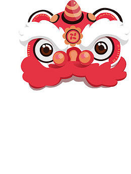 红色卡通舞狮造型可爱