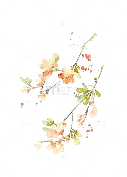 手绘古风树叶元素