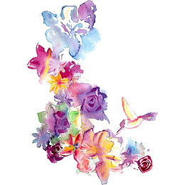 水彩花朵