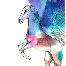 水彩天马