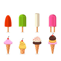 扁平化夏日雪糕矢量图