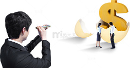 商务男士与美元符号