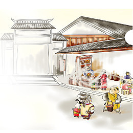 卡通古代市集画面