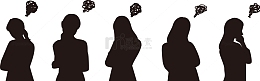 烦恼女人半身剪影矢量