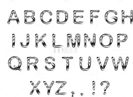 银色金属字母字体矢量图