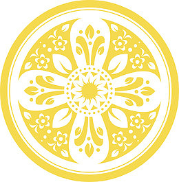 黄色圆形浮雕花纹