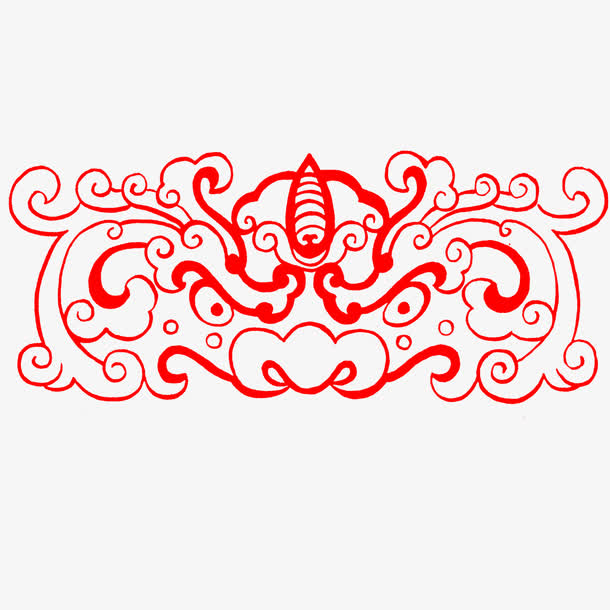 红色镂空汉代花纹