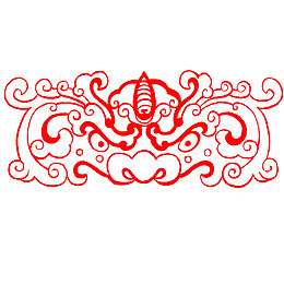红色镂空汉代花纹