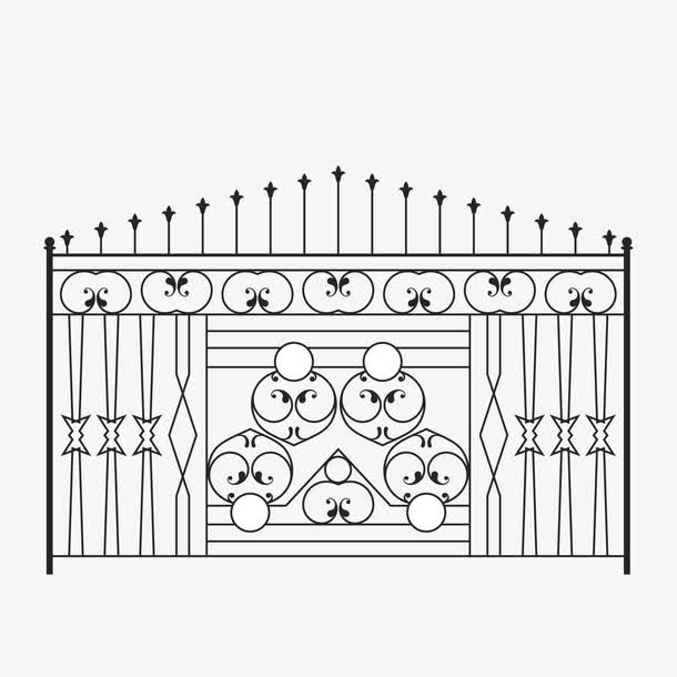 矢量欧式印花铁艺围栏