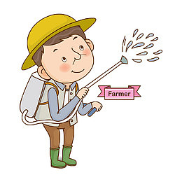 在撒农药的农民