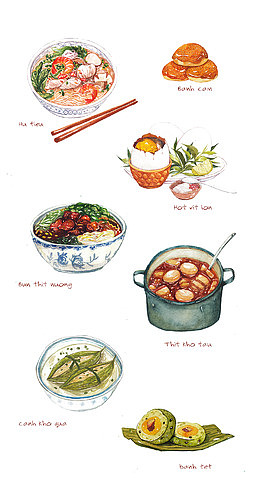 手绘各种美食