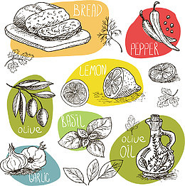 素描蔬菜矢量图