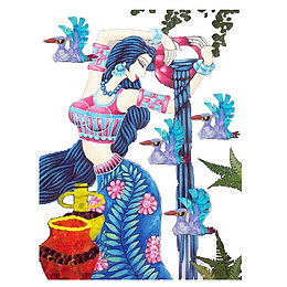 傣族蜡染工艺少女