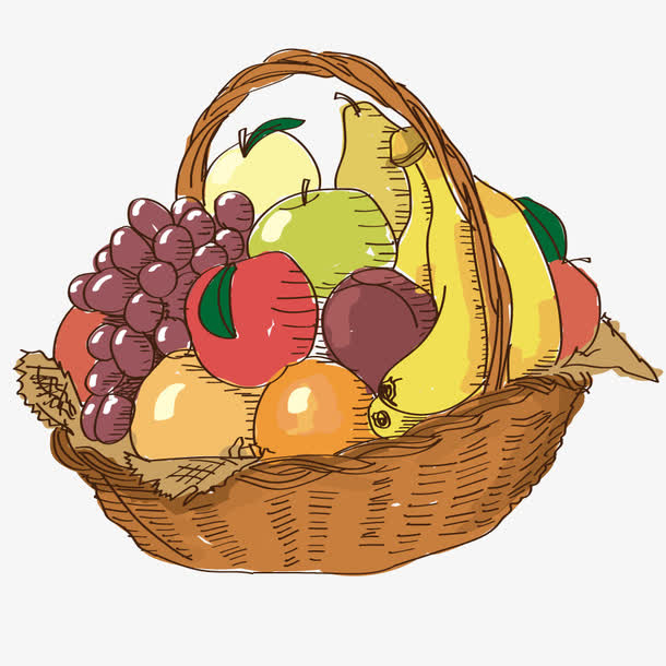 水果篮子简笔画颜色图片