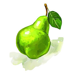 绿色带叶子雪花梨油彩