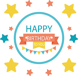 彩色星星装饰生日卡