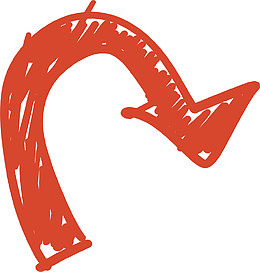 手绘红色转弯箭头