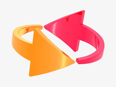 枚红色和黄色旋转箭头