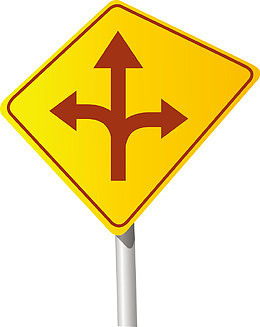 黄色道路分流标志元素