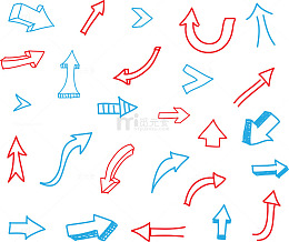 红蓝手绘涂鸦箭头