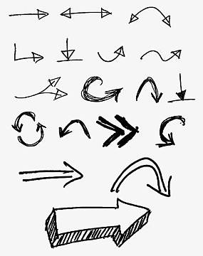 手绘黑白箭头