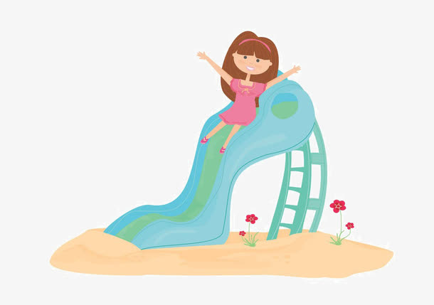 卡通滑滑梯女孩