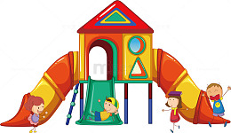 在滑梯上玩耍的孩子们