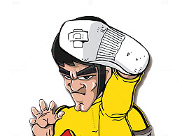 李小龙高踢腿卡通造型