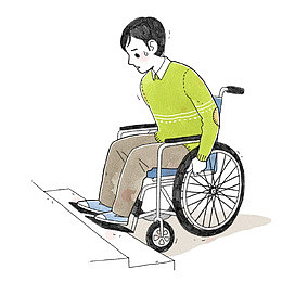 坐在轮椅上的人上台阶