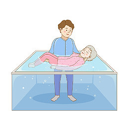 抱着瘫痪的老人进去水箱