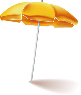 沙滩海边黄色太阳伞