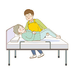 抱着瘫痪的妈妈睡在床上