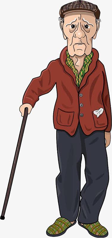 拄着拐杖的老爷爷