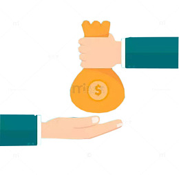 手拿钱袋传递财富理财元素