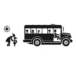 教师剪影接送学生开心