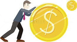 商务男士手推金币