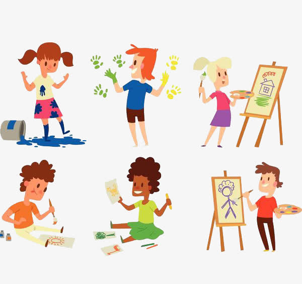 一起画画的小孩