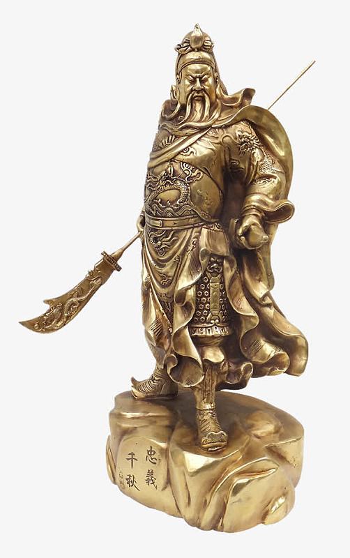 高清铜像武财神素材免抠