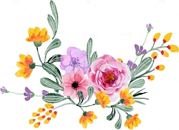 手绘水彩蔷薇花藤