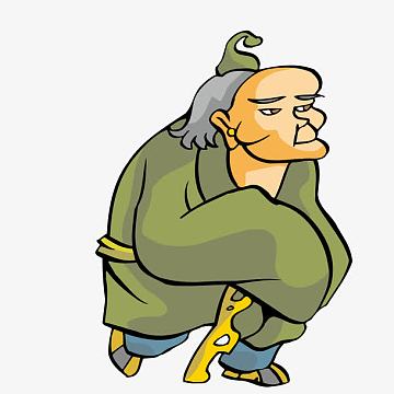 拄拐杖的古代老人
