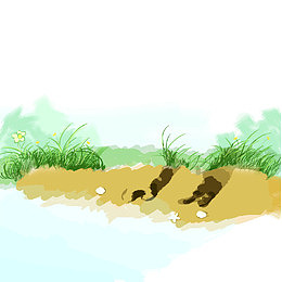 手绘绿色湿地