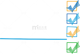蓝色简约线条打钩