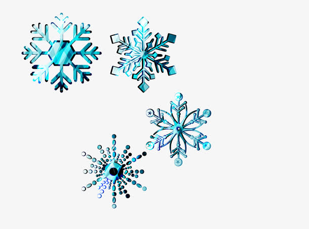 蓝色卡通雪花飘落效果