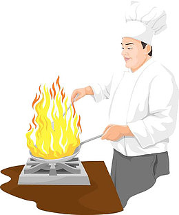 大火烹饪的厨师